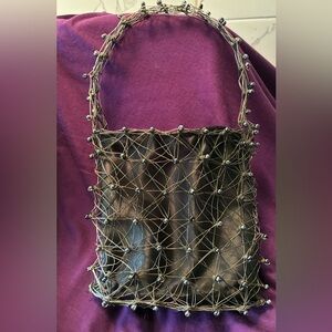 Elegant Black Beaded Handbag